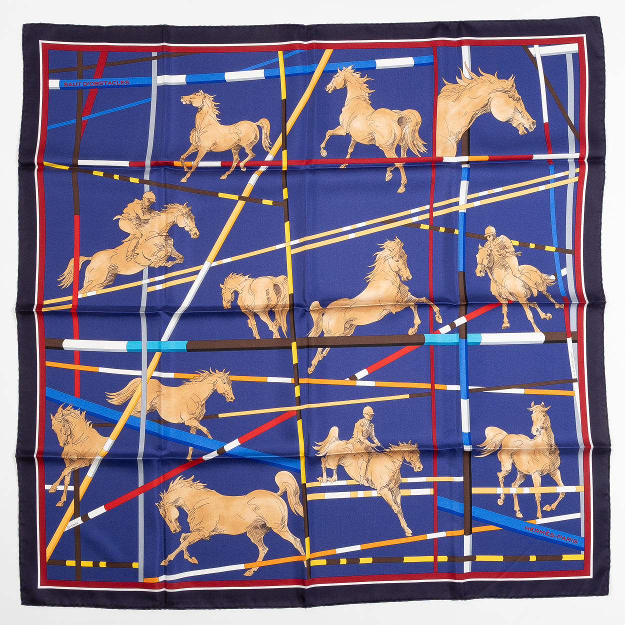 HERMÈS, scarf, “Saut d'Obstacles”, design Hubert de Watrigant 2012.