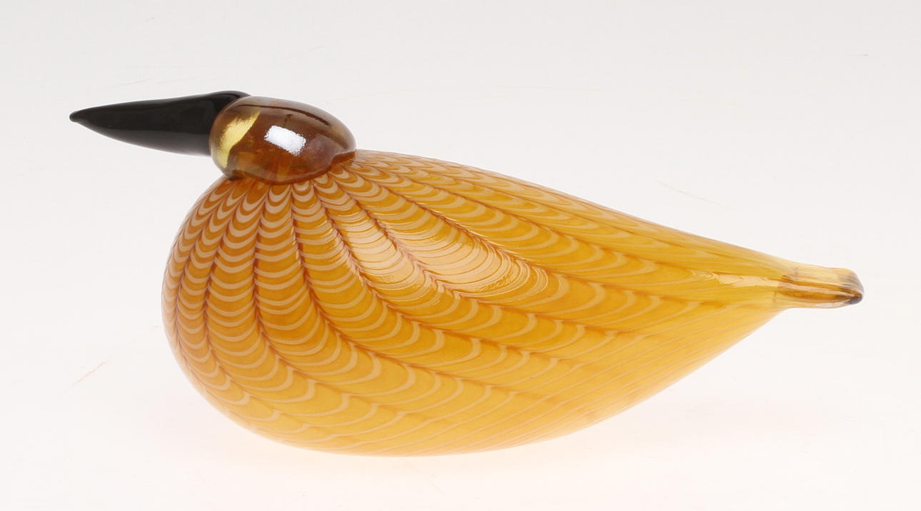 FIGURIN, glas, fågel, märkt O. Toikka Nuutajärvi 1996 samt etikett Iittala Finland.