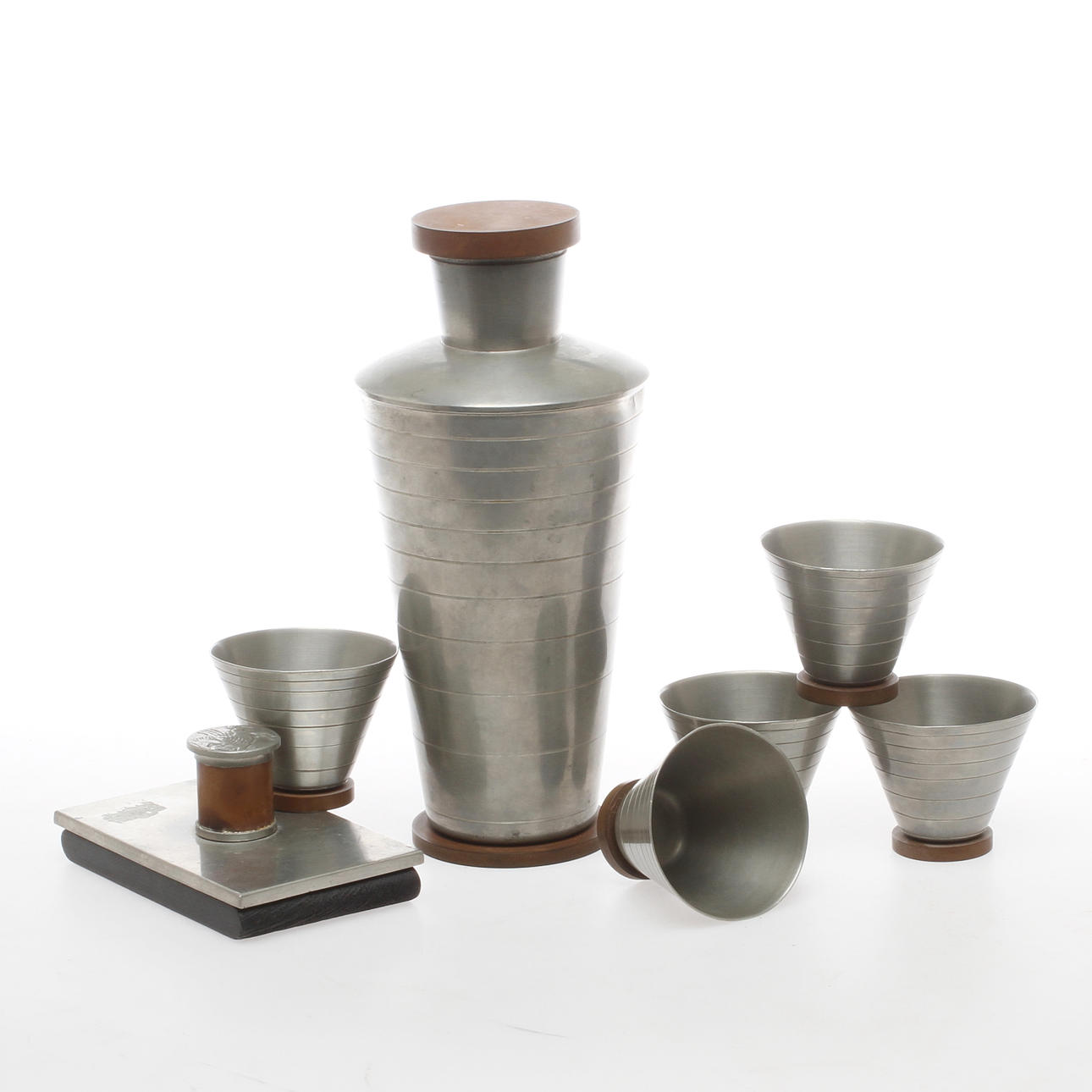 COCKTAILSET, 6 delar, Carl Einar Borgström, Ystad metall, 1930-tal.