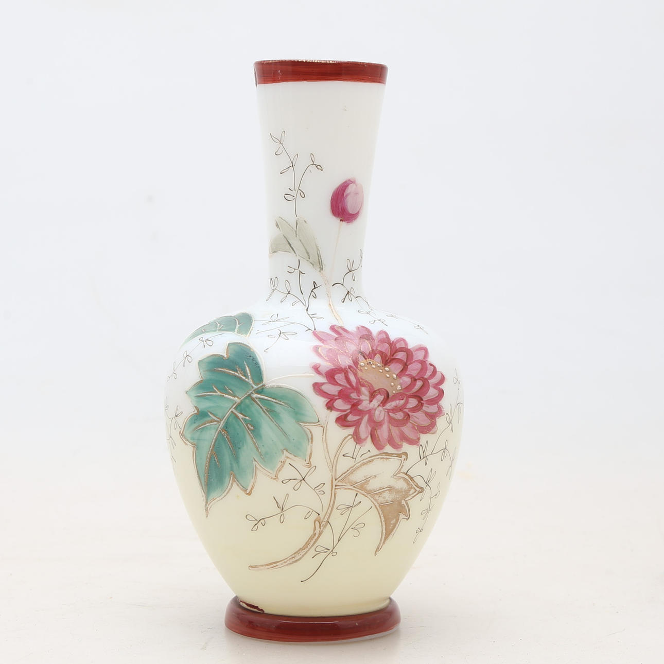 Enamelled “eggshell” opaline vase.