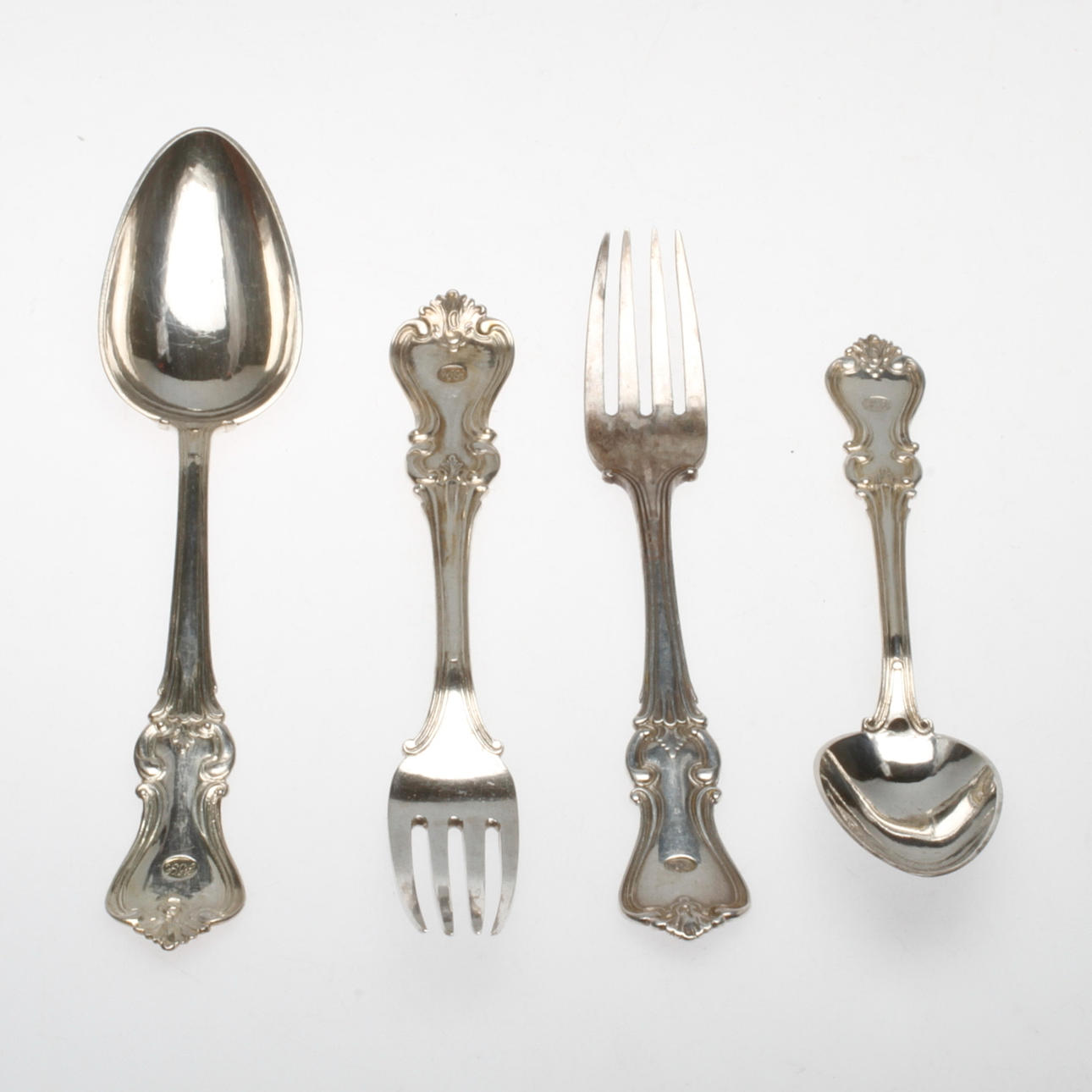 BESTICK, 53 delar, "Olga", Frans Holm, 1800-tal, Vadstena, Silver, ca 3800 gram.