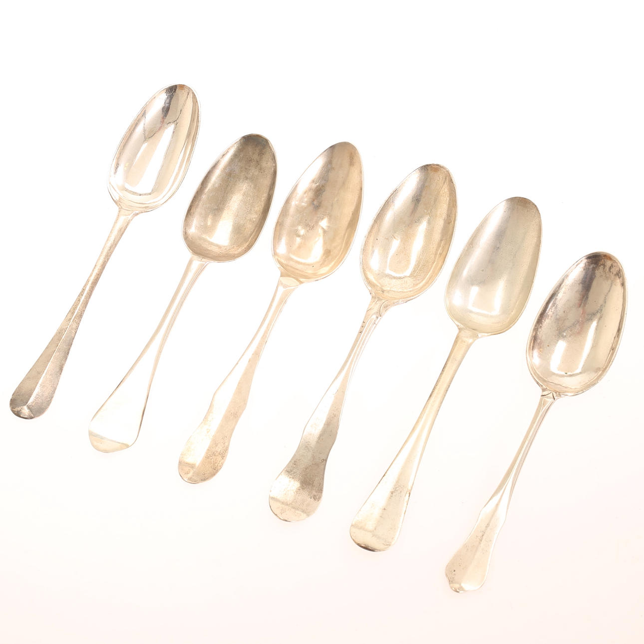 SKEDAR, 6 stycken, silver, 1700-tal.