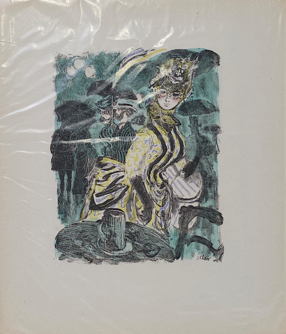 ANTONI CLAVÉ. After. “SCENES FROM PARIS” TWO COLOR OFFSET LITHOGRAPHS ON PAPER SIGNED ON PLATE.