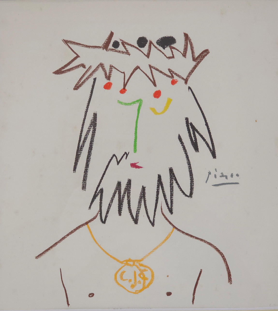 AFTER PABLO PICASSO. UNTITLED. OFFSET COLORED LITHOGRAPH ON PAPER SIGNED ON PLATE.