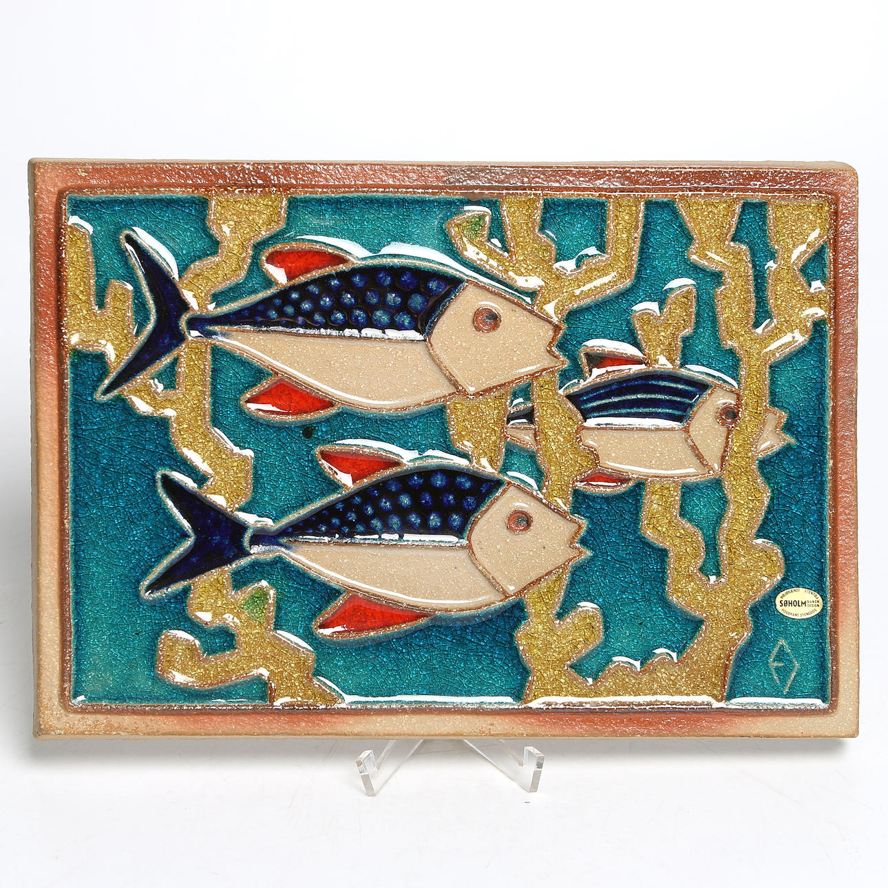 VÄGGRELIEF, stengod, Einar Johansen, Söholm, Danmark. 1960/70-yla.