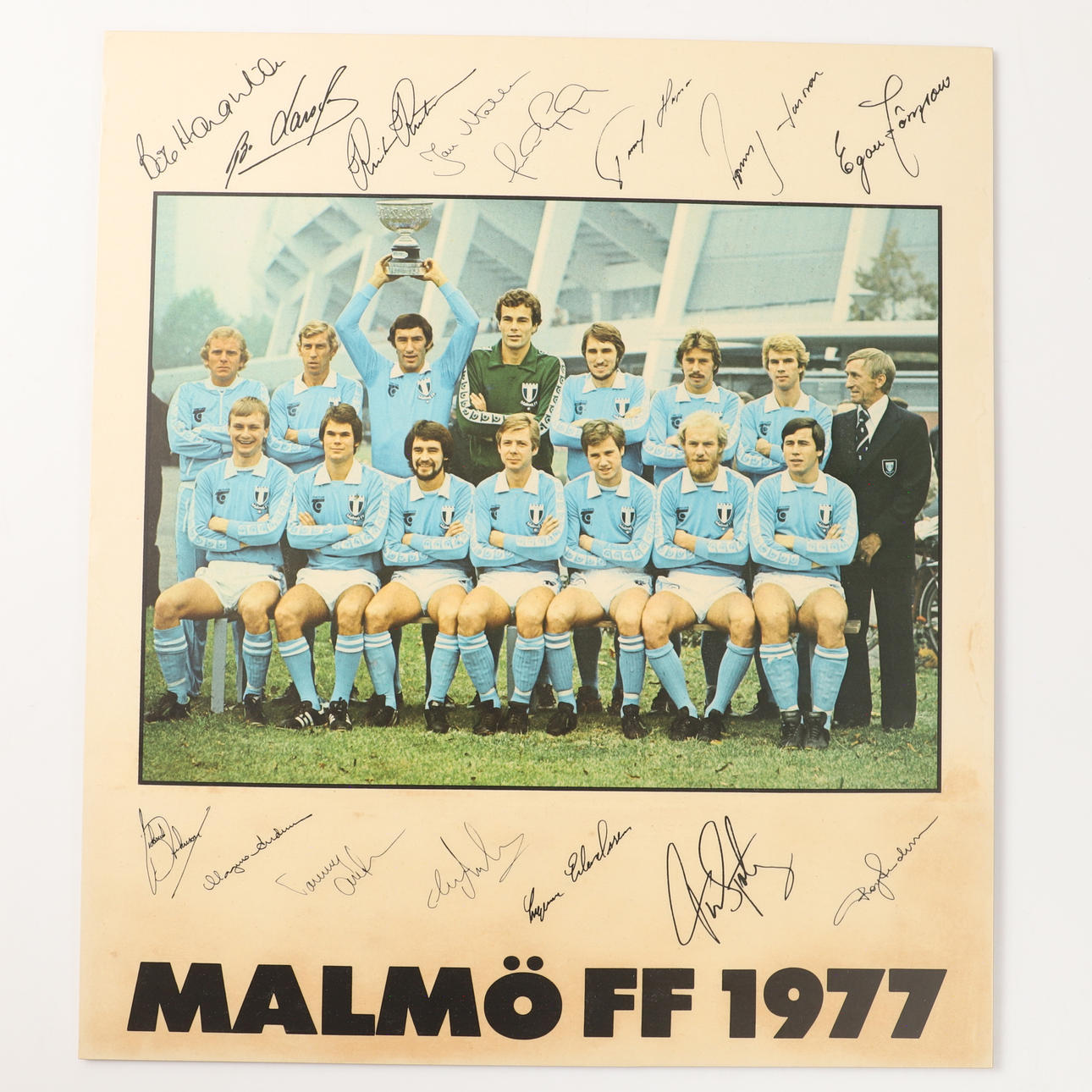 TAVLA, Malmö FF 1977, tryck på pappskiva.