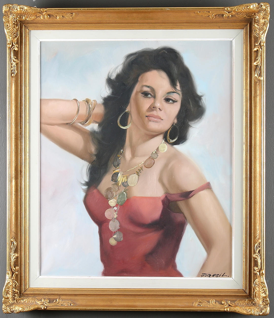 LAJOS FÜZESI. Modell, olja på duk, signerad.