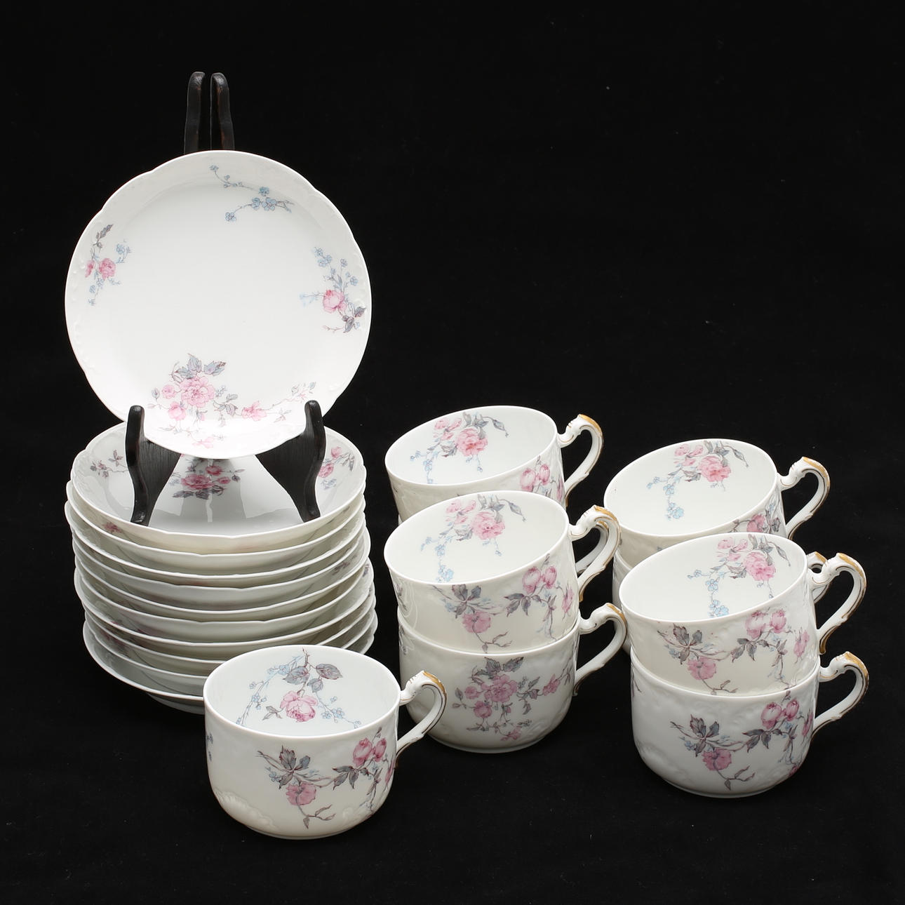 TEKOPPAR, 9 st, med 11 fat, Haviland & Co Limoges, H&Co France.