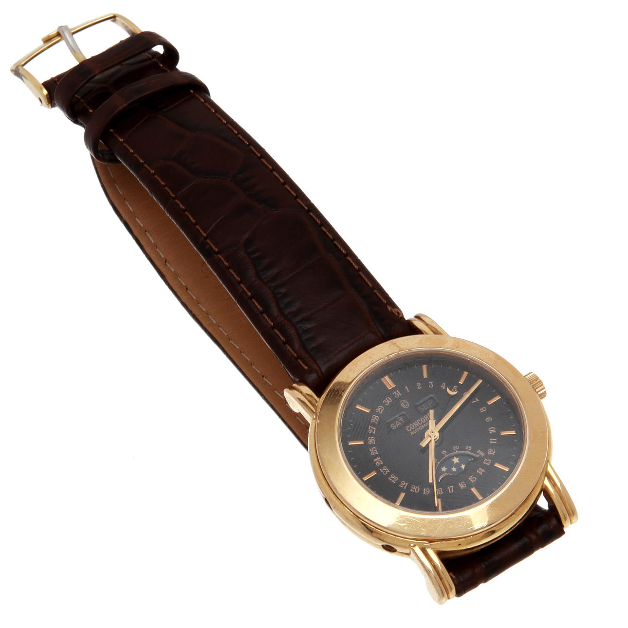 HERRARMBANDSUR, 18K rödguld, Concord, Automatic, "triple date" samt månfaskalender.