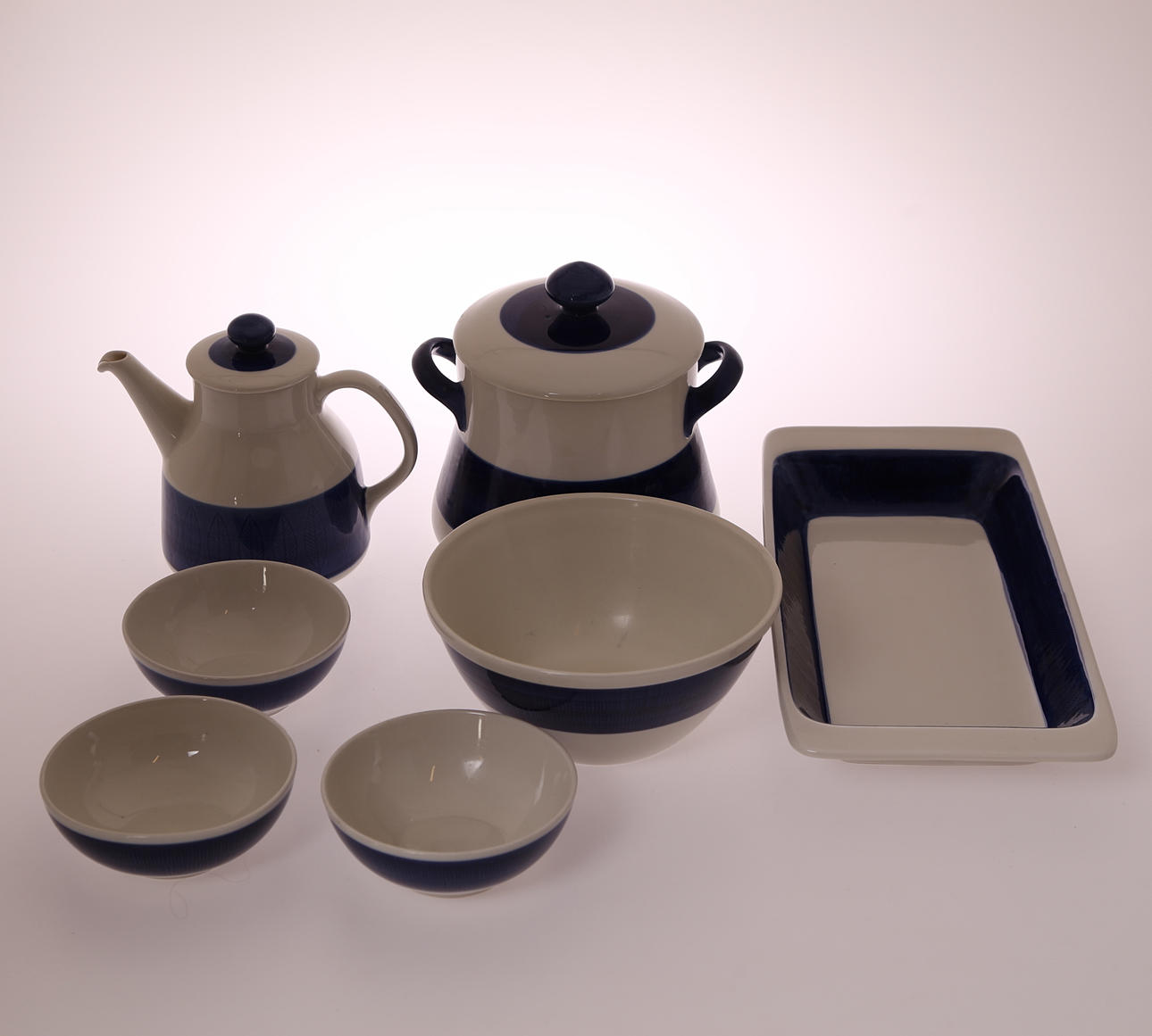 SERVISDELAR, 7 delar, porslin, Koka blå - Rörstrand, VDN, 1900-tal.