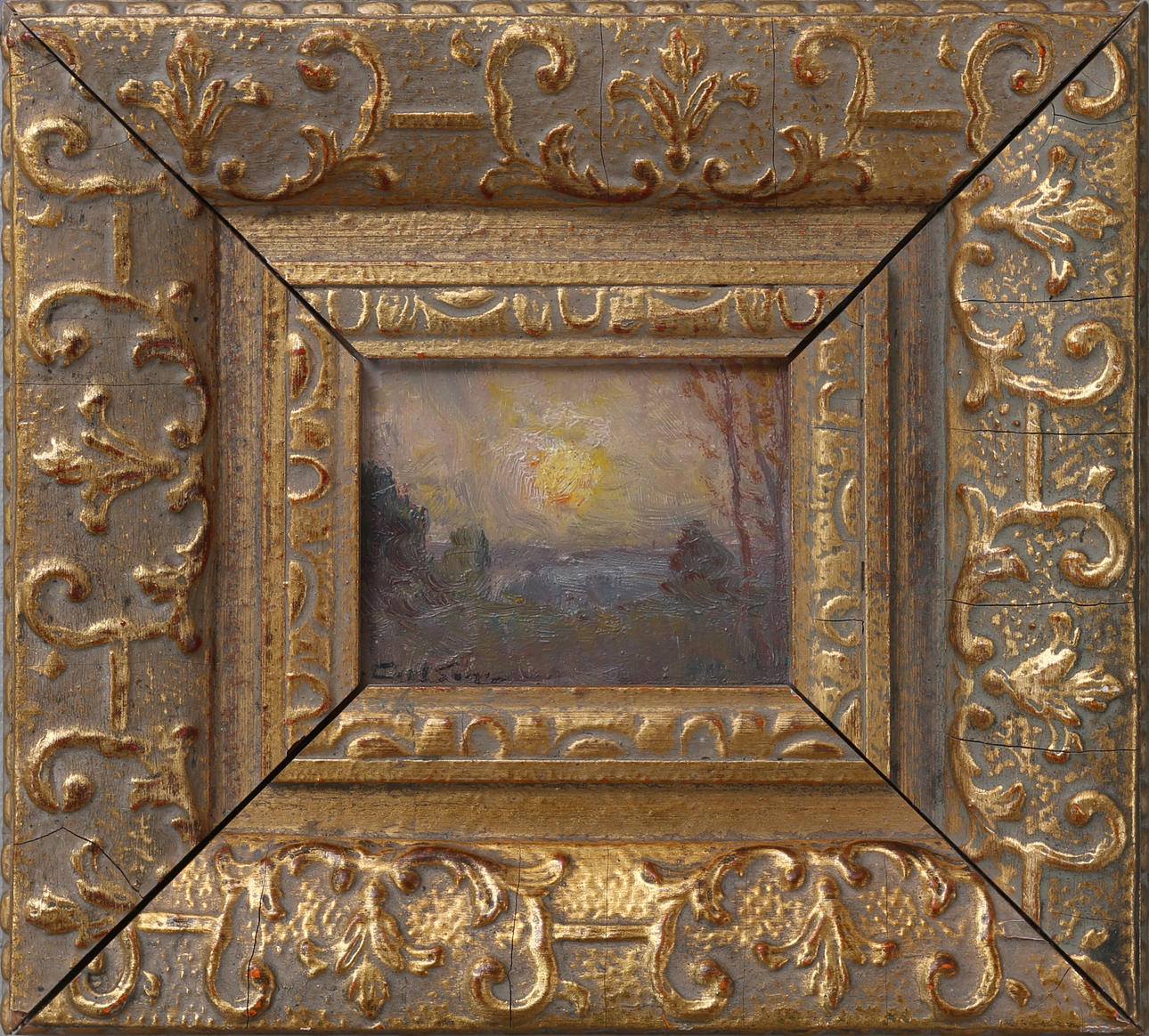 LAGE CARLSSON. Solnedgång, olja på pannå, signerad.