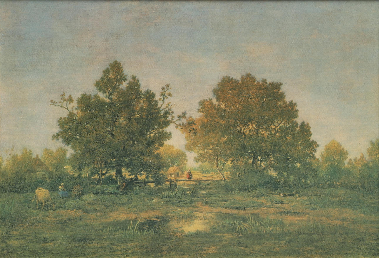 THÉODORE ROUSSEAU. Efter, Master Art tryck, "Spång över bäck".