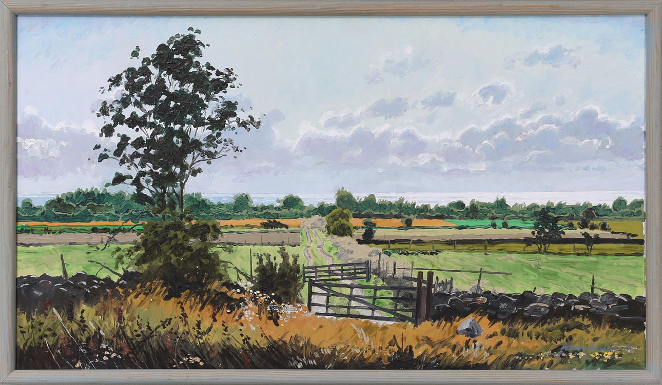 JOHAN PERSSON. "Blåsig sommardag, östra Öland", olja på duk, signerad och daterad.