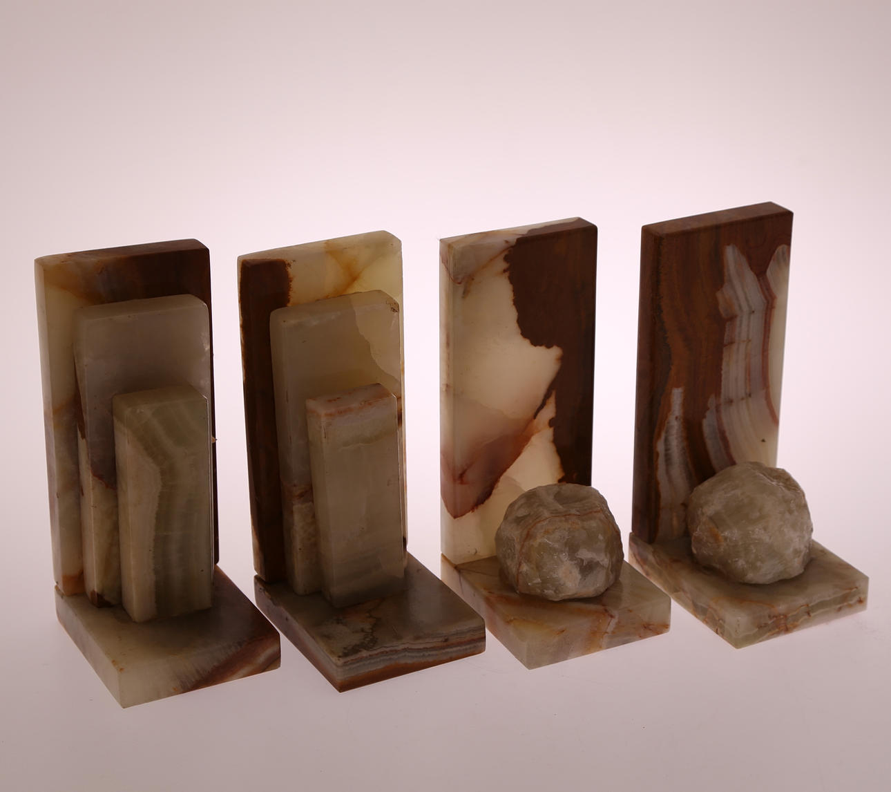 BOKSTÖD, 4 st, marmor / stenmaterial, 1900-tal.