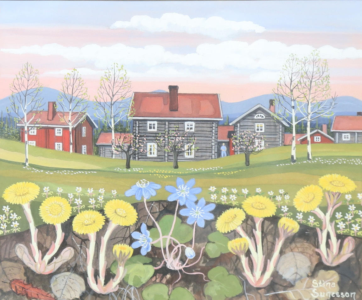 STINA SUNESSON. Akvarell, signerad.