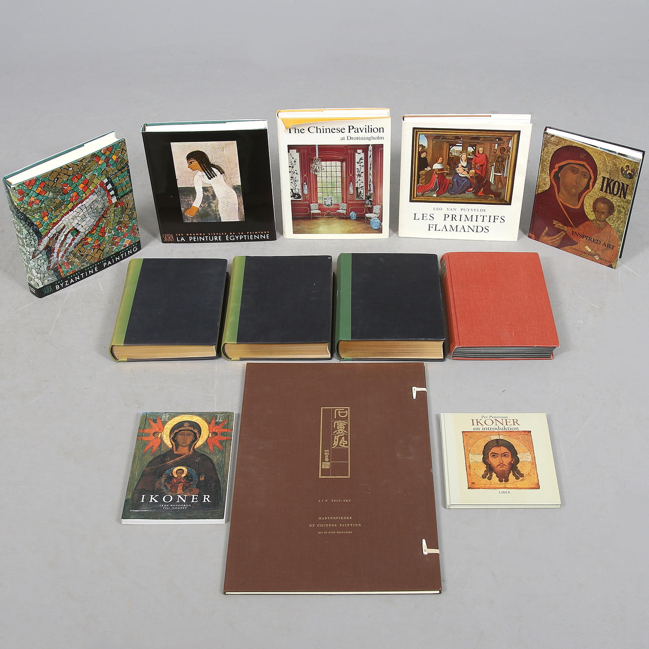 KONSTBÖCKER, 12 st, "The Chinese Pavillion at Drottningholm" Bo Gyllenswärd, "Orientalisk Konst" Bo Gyllensvärd, "Ikoner, en introduktion" Per Pettersson, "Ikon Inspired Art, Icons from De Wijenburgh" Hetty J. Roozemond - Van Ginhoven.
