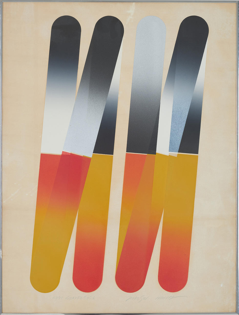 TAKESHI HARA. Strokes, silkscreen, signed.