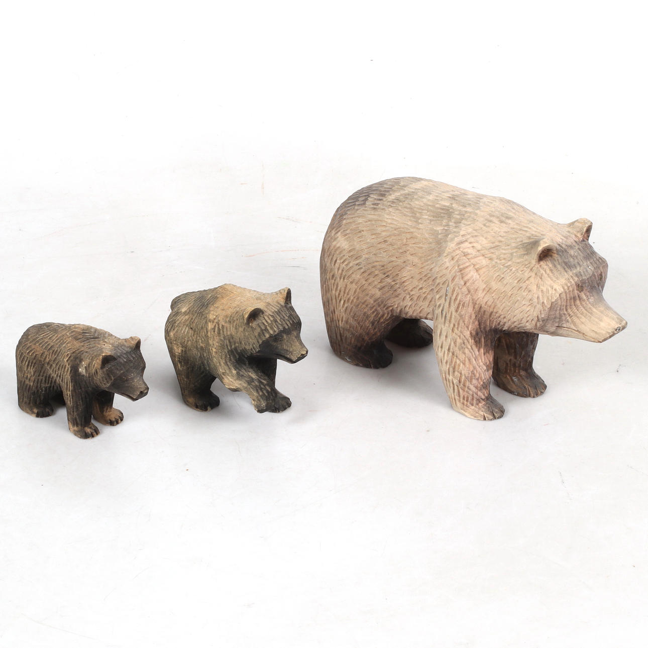 【幻の傑作】Arvid Nordlund アルヴィッド・ノードルンド 木彫り熊 ARVID NORDLUND. Three carved wooden figurines, bears, monogrammed