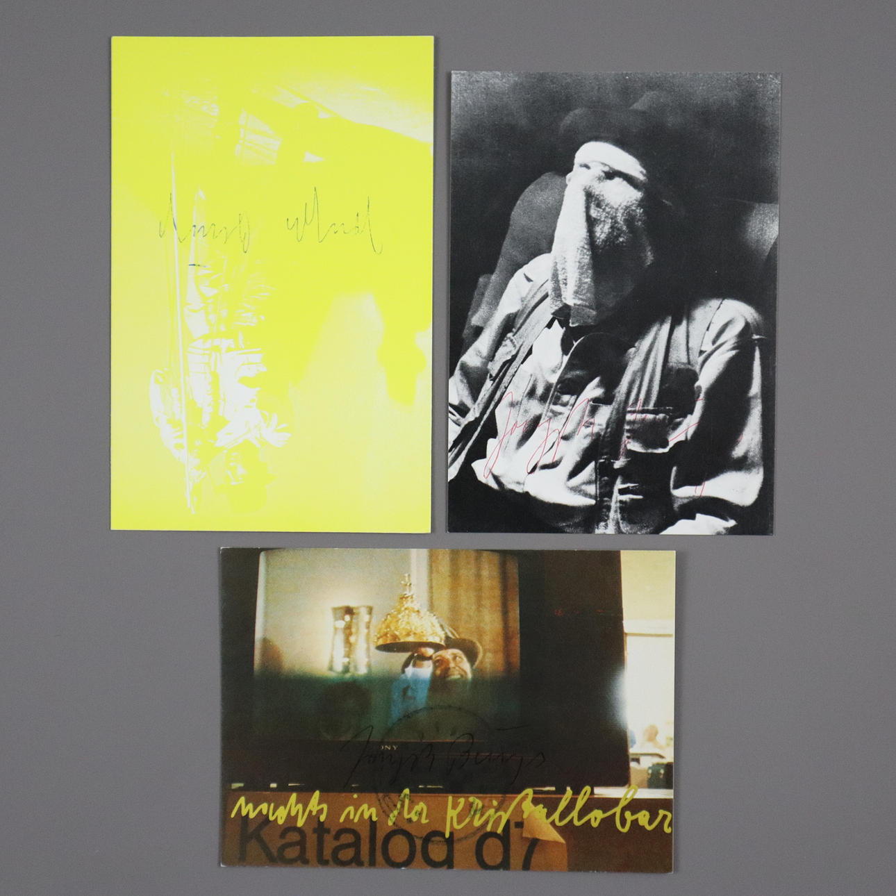 BEUYS, JOSEPH - THREE POSTCARDS, EACH SIGNED BY HAND.