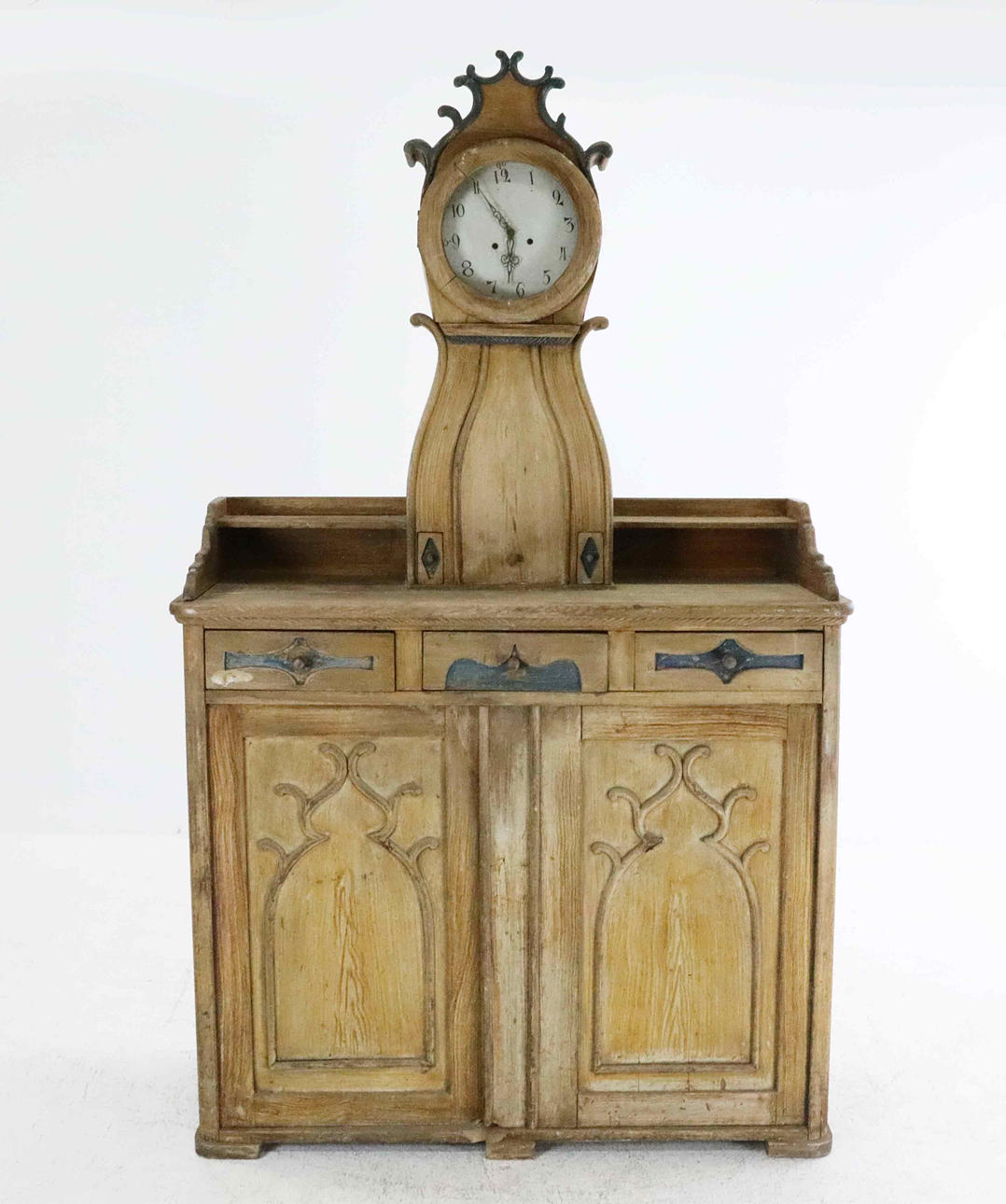 A Gothic style clock cabinet, 19th century.