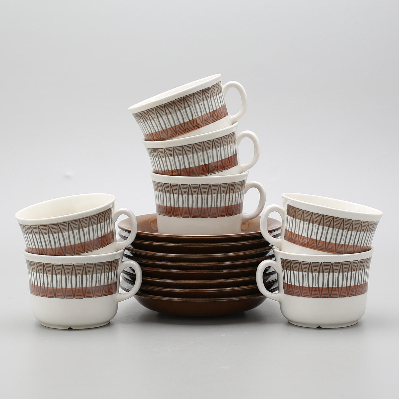 TEKOPPAR med FAT, "Lansett", Helmer Ringström, Gefle, 1970-tal.