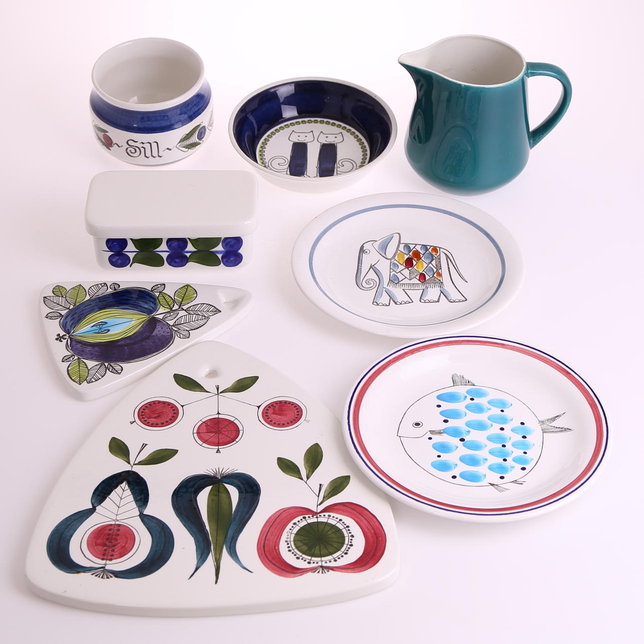 PORSLINSFÖREMÅL, 8 st, Rörstrand, 1900-tal.