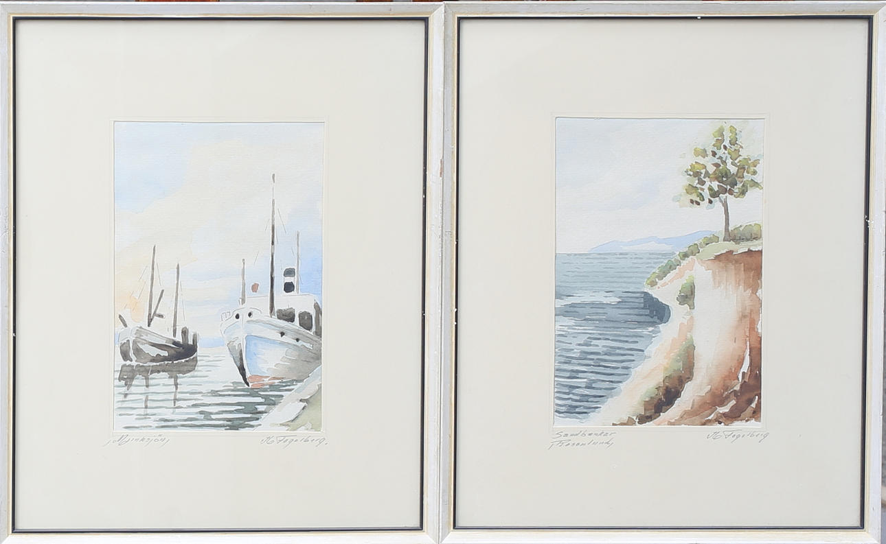 KALLE FOGELBERG. Jönköpingsmotiv, 2 akvareller, signerade K Fogelberg.