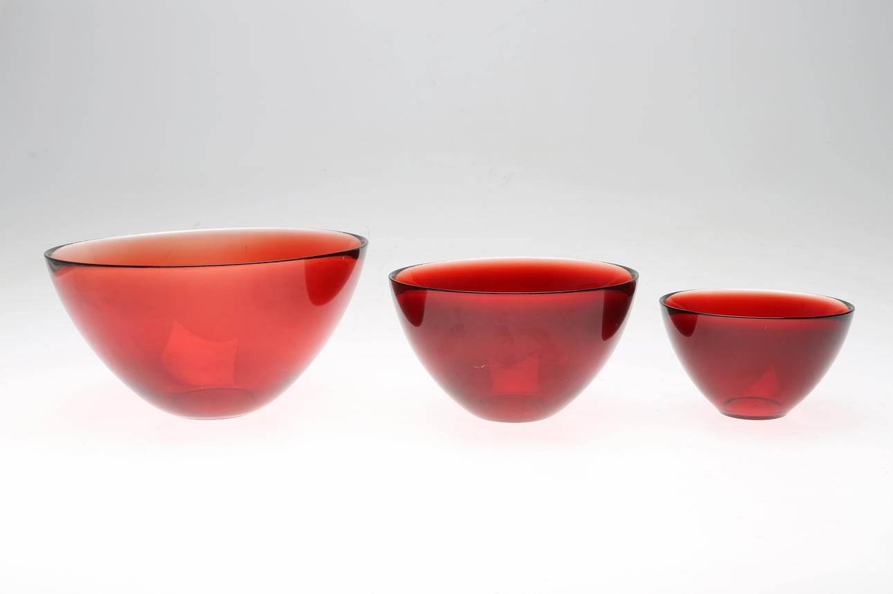 GLASSKÅLAR, 3st, "Fuga" Sven Palmqvist, Orrefors.