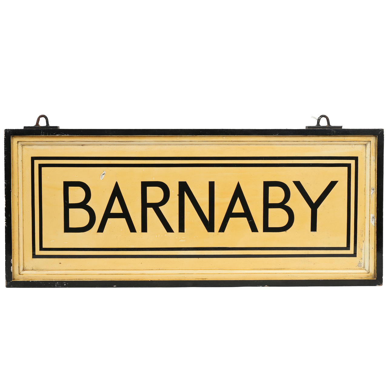 AN ENGLISH DOUBLE SIDED SIGN, "BARNABY".