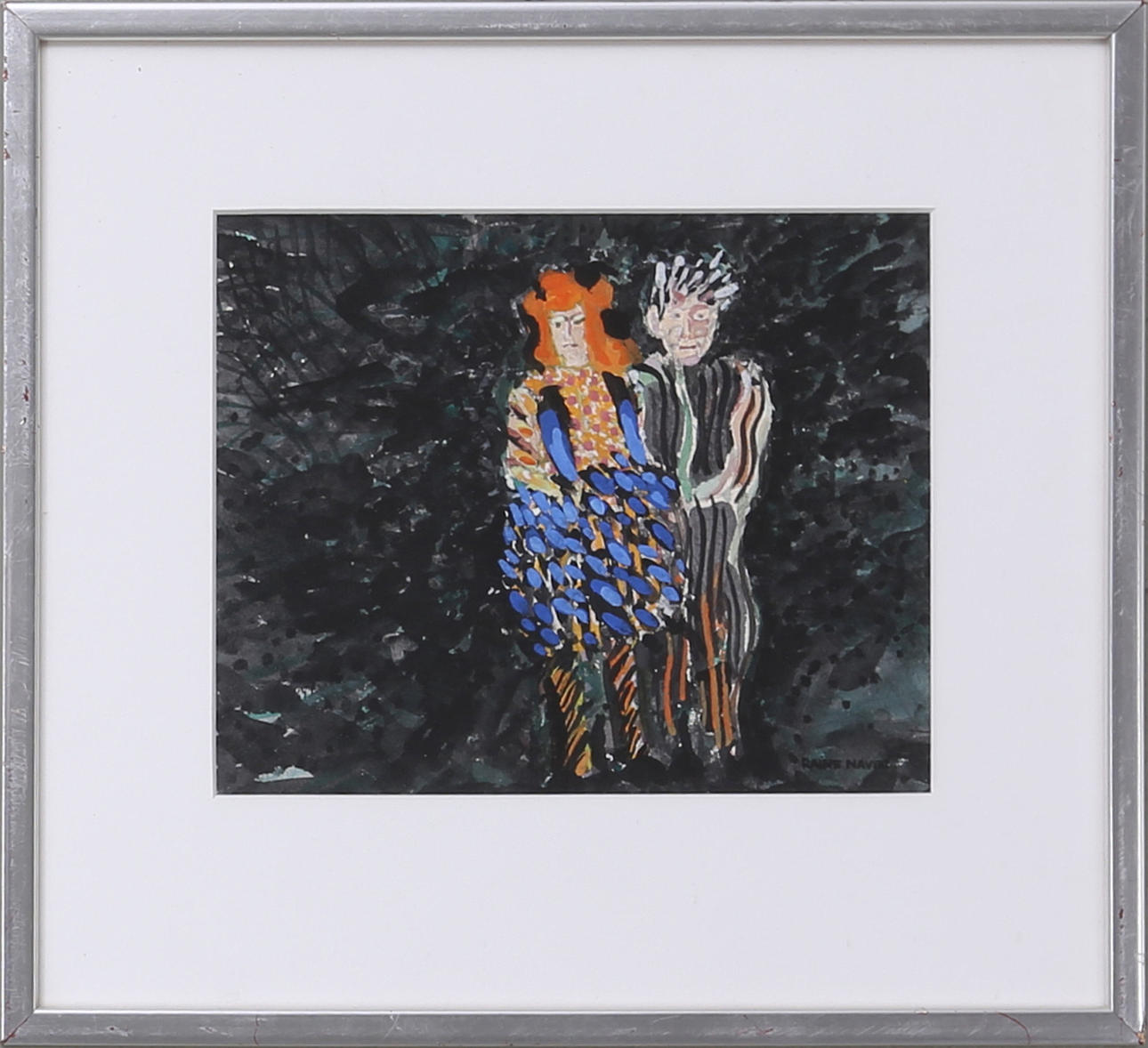 RAINE NAVIN. "Hem från Cirkusen", akvarell, signerad.