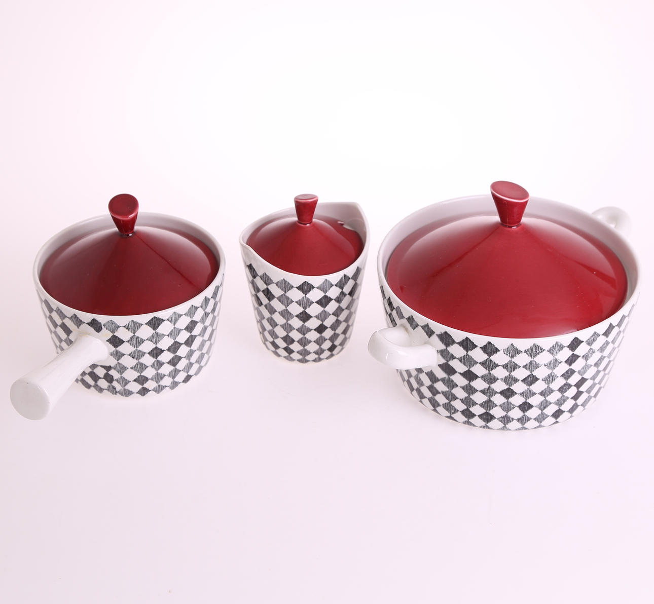 MARIANNE WESTMAN. MATSERVISDELAR, 3 delar, porslin, "Red Top" - Rörstrand, 1950-tal.