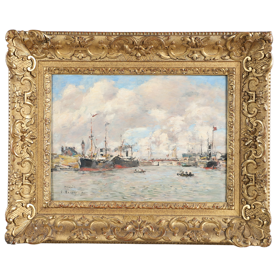 EUGENE BOUDIN (1824-1898). DEAUVILLE, LE BASSIN ET LE QUAI AU BOIS.