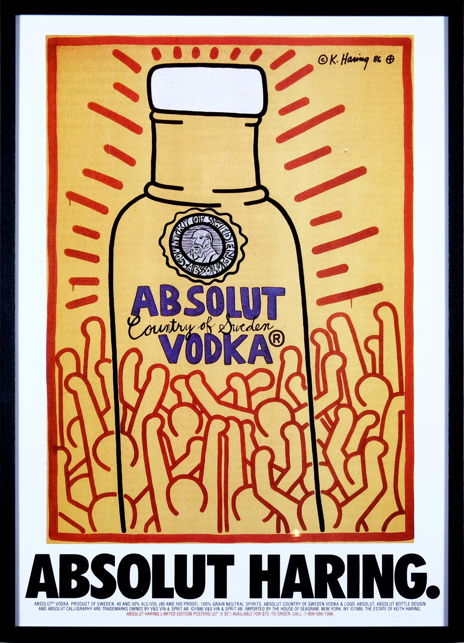 KEITH HARING. Affisch, "Absolut Vodka", 1900-tal.