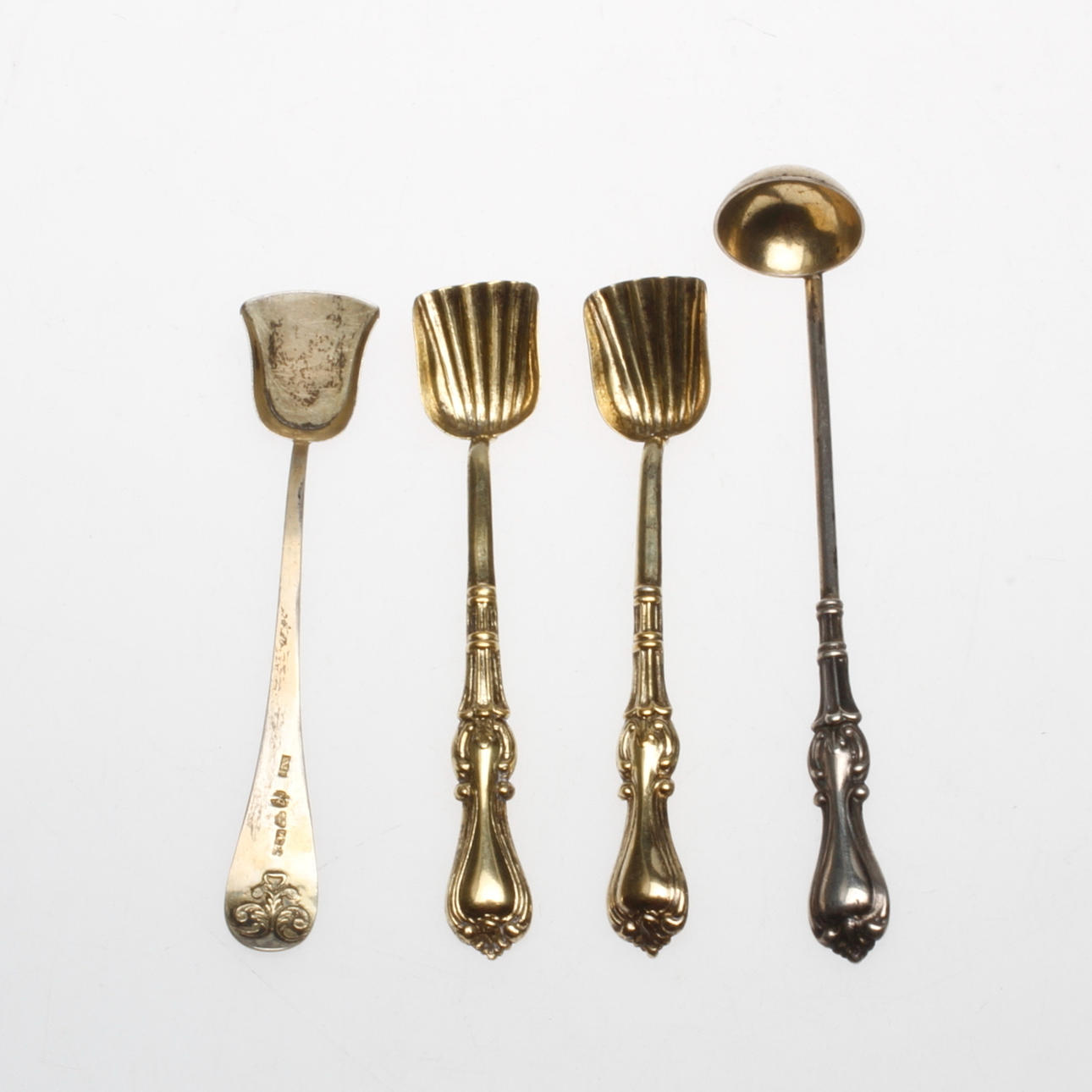 SALTSKEDAR, fyra stycken, bland annat Frans Holm, 1850-1860-tal, Vadstena, Silver.