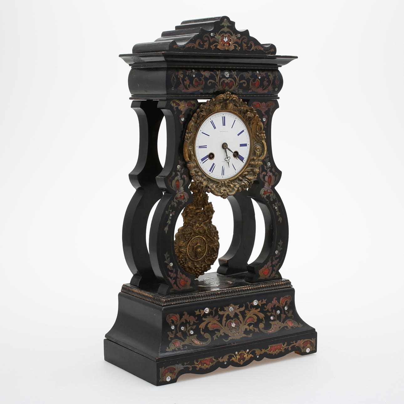 BORDSUR, svärtat trä med metallinläggningar, D. Potonie & Co, Paris, Frankrike, 1800-talets slut.