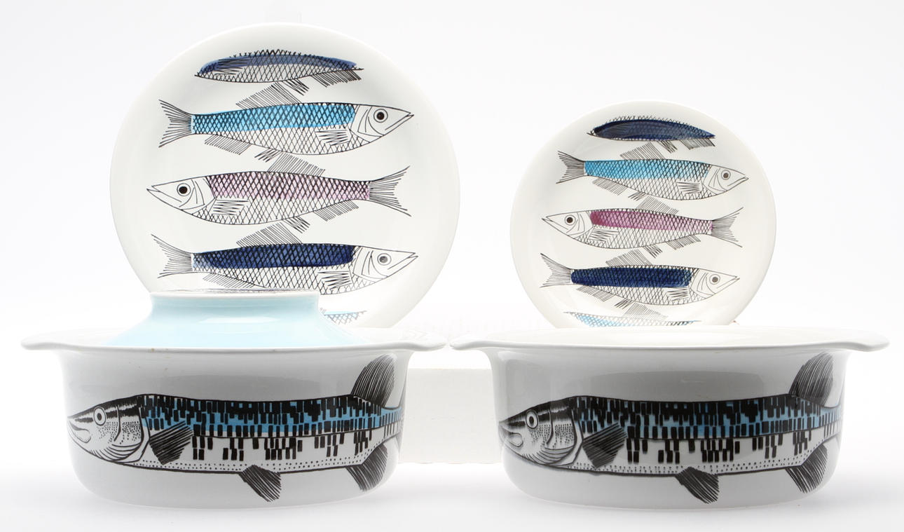 FISKSERVIS. 26 delar, "My garden", porslin,Rörstrand, Marianne Westman.