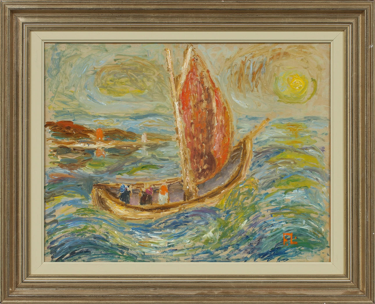 FRANS LARSSON. Olja på pannå, monogramsignerad.