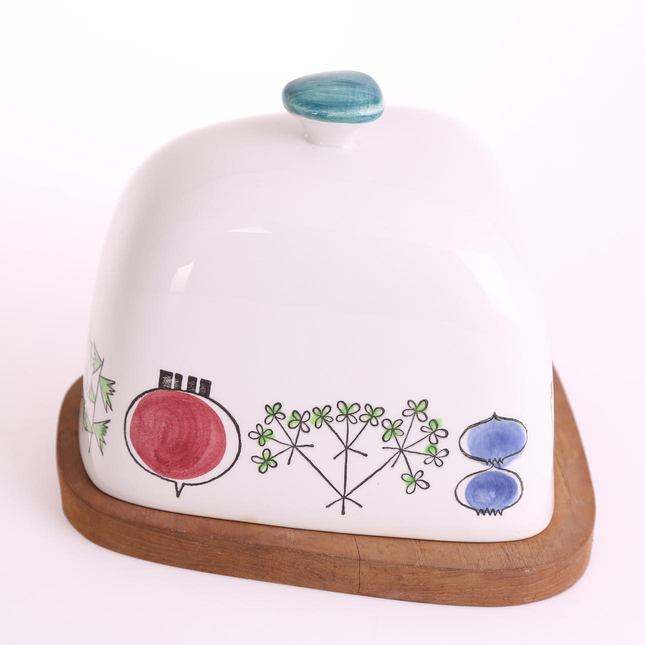 OSTKUPA med träunderdel, porslin, Picknick - Rörstrand, 1900-tal.