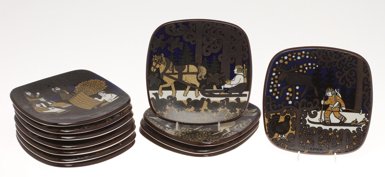 VÄGGTALLRIKAR 12 st, Raija Uosikkinen, Arabia.