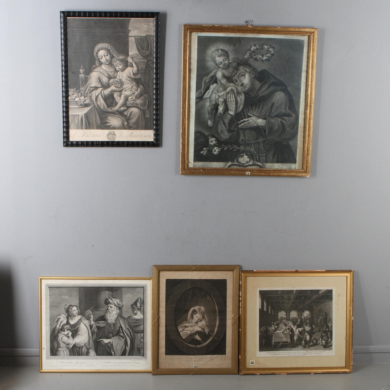 ÄLDRE GRAVYER, 5 st, mestadels religiösa motiv, 1700-tal.