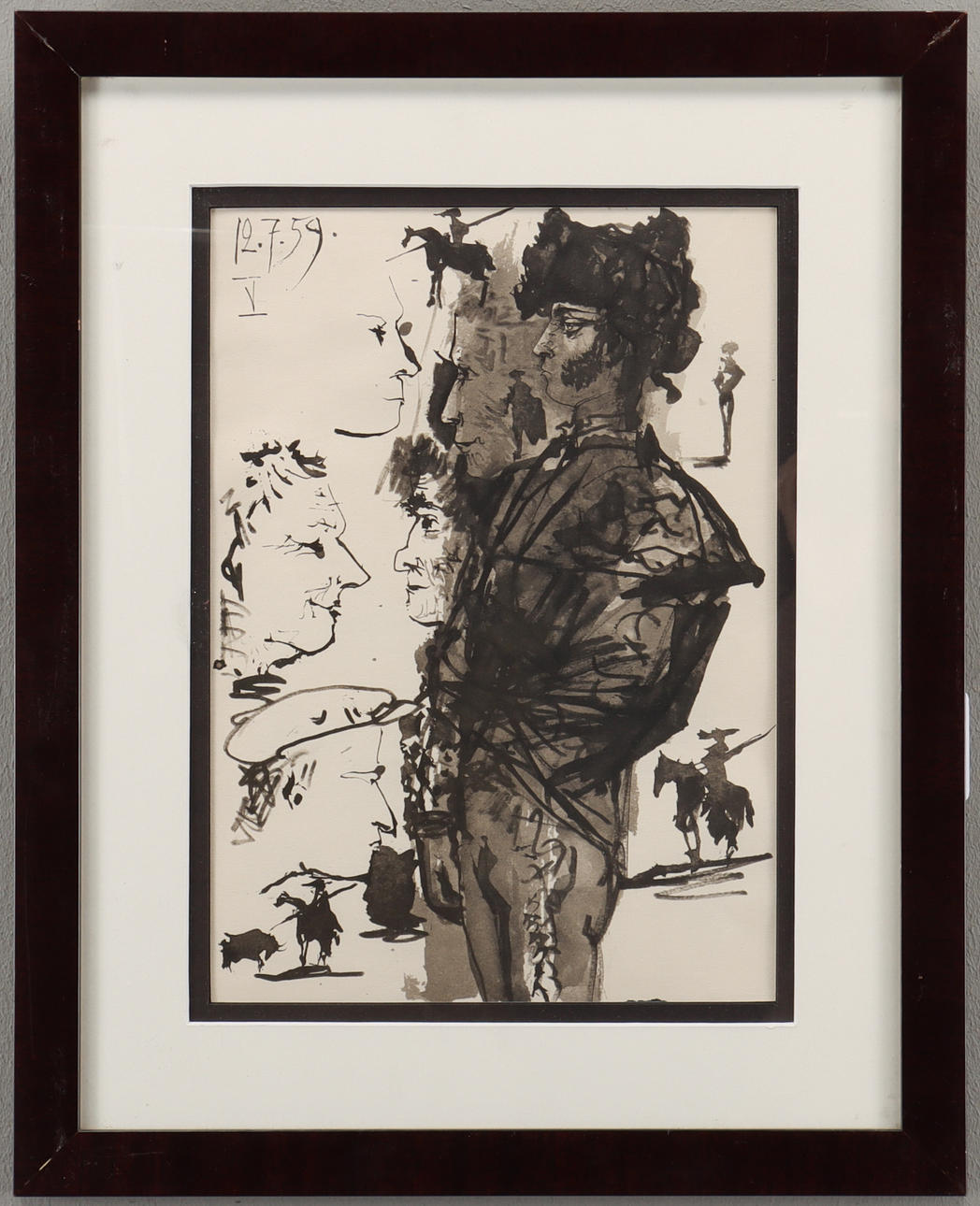 PABLO PICASSO. EFTER. Offsettryck efter grafiskt blad ur "Toros y Toreros".