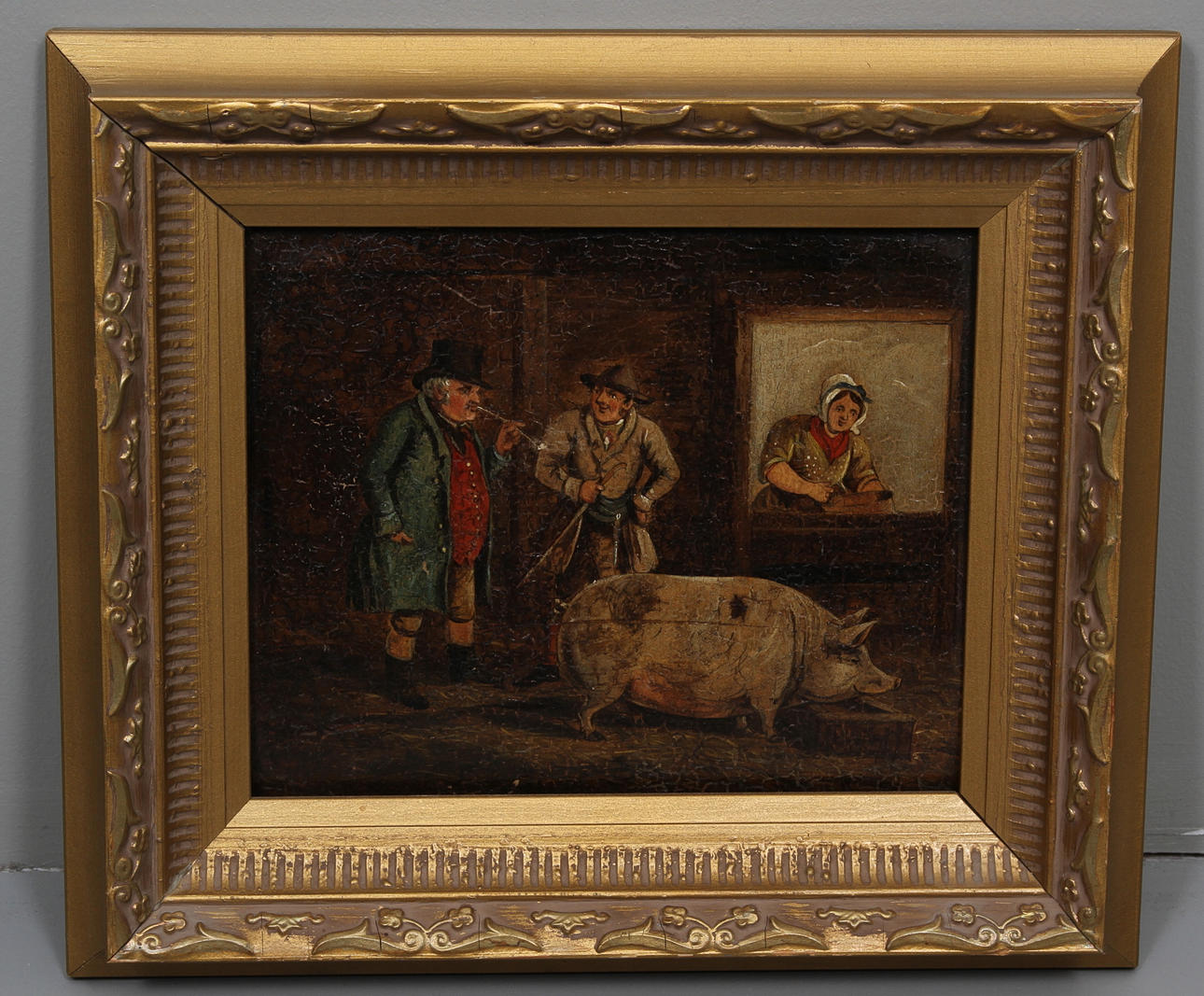 OKÄND KONSTNÄR. olja på träpannå, England, 1800-tal.