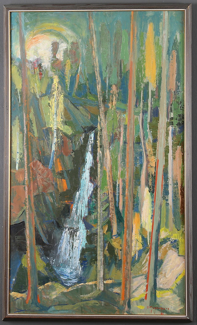 ERIK MAGNUSSON. "Sångbäcksfallet - Vemdalsskalet", olja på duk, signerad.