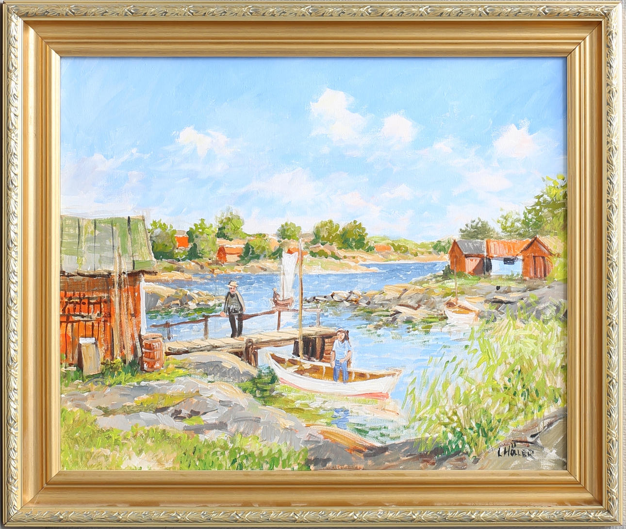 LENNART MÖLLER. Sommar i skärgården. Olja på duk, signerad.