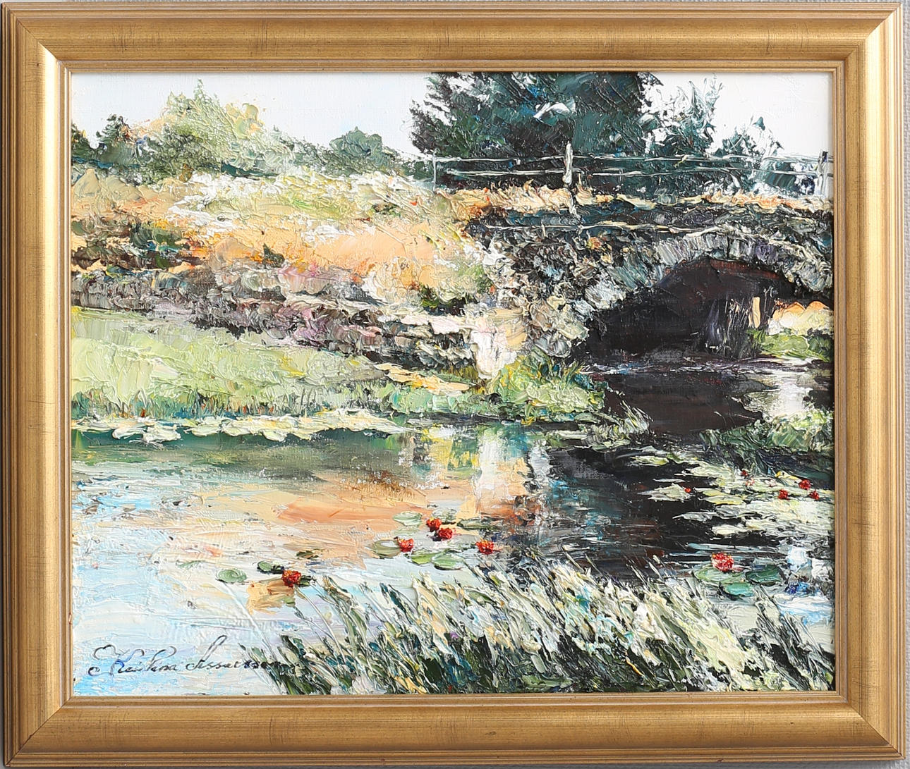 KRISTINA ASSARSSON. "Vid drömmarnas bro". Olja på duk, signerad.