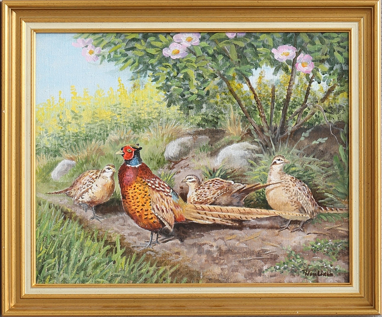 RUNE WENLIDEN. "Fasaner". Olja på duk, signerad.