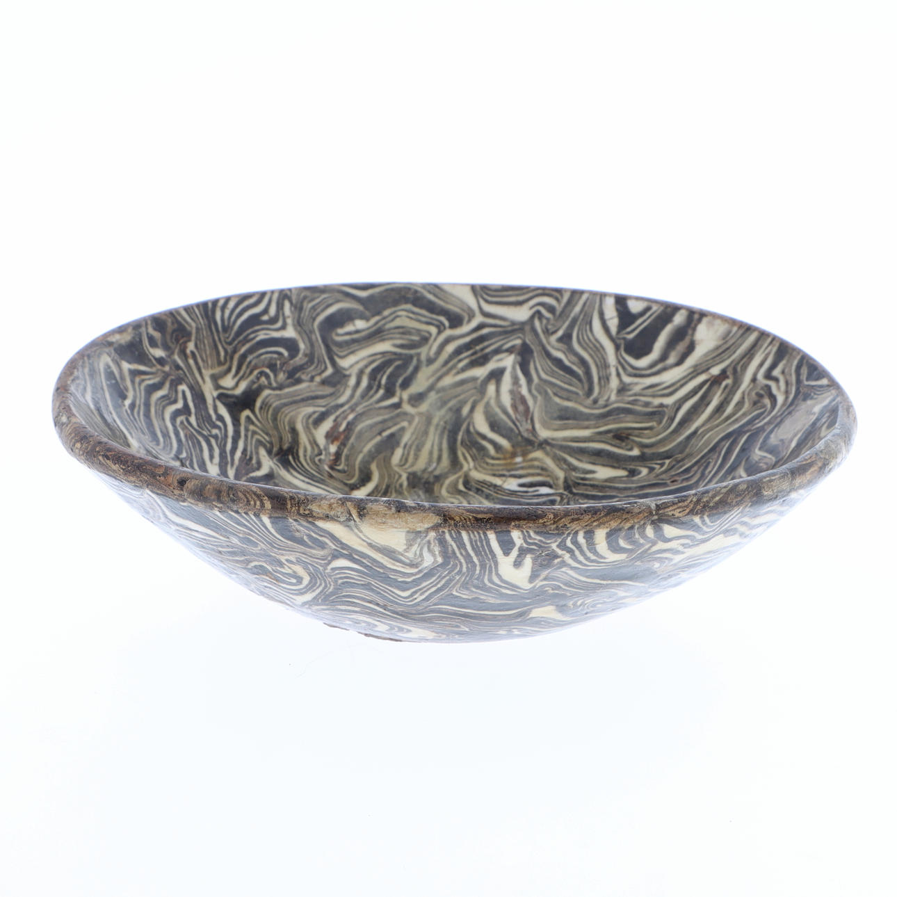 BOWL, marbled ceramic, older.