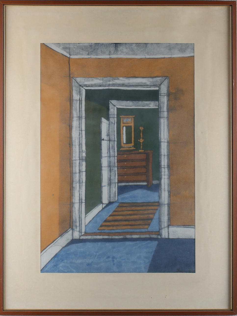 INGER ELLQVIST-ELLIS. "Interior", print on canvas, labeled.