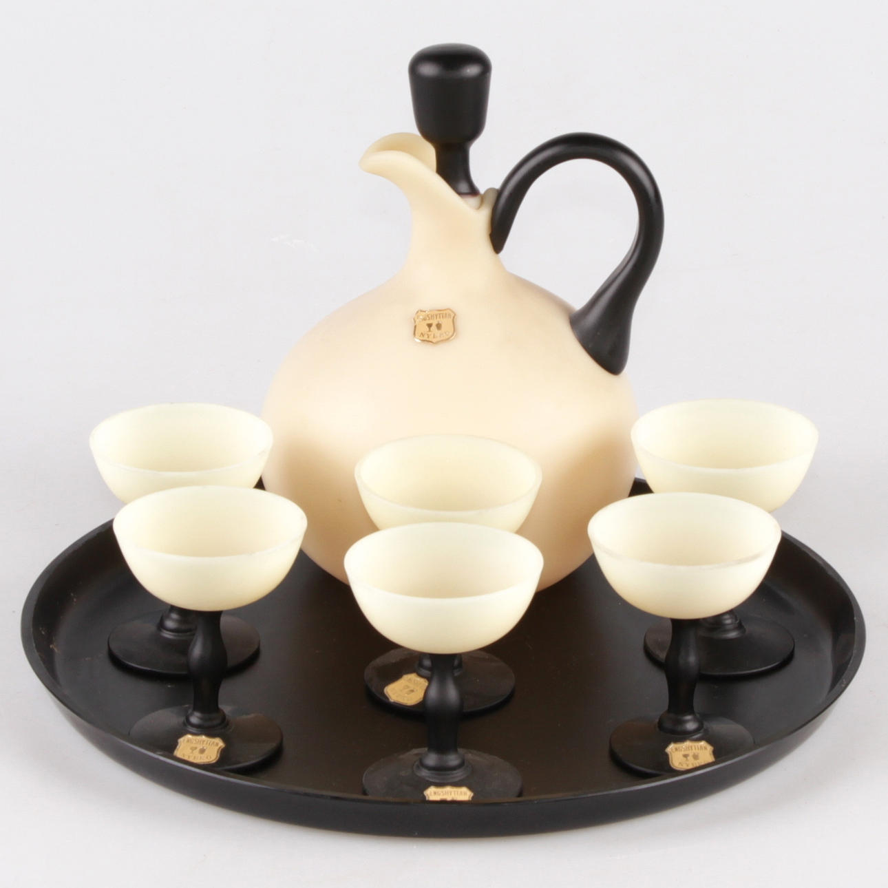 LIKÖRSERVIS, 8 delar, glas, Engshyttan, Nybro, 1900-talets första hälft.