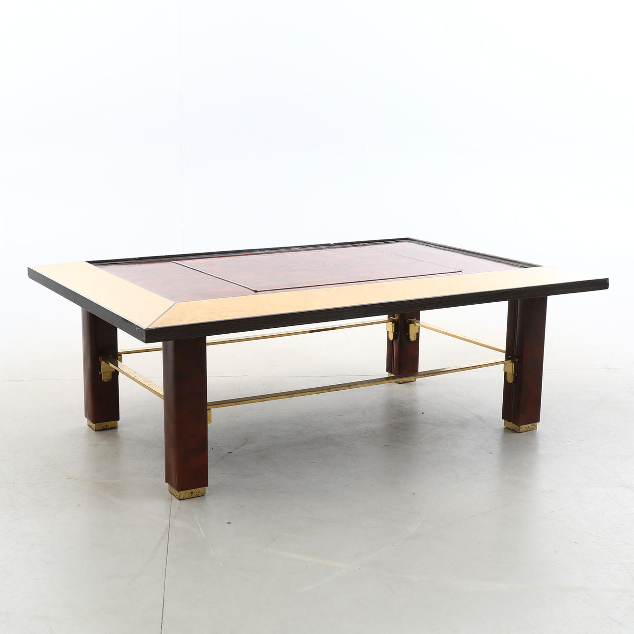 COFFEE TABLE, wood/leather, Designed by Paolo Gucci.